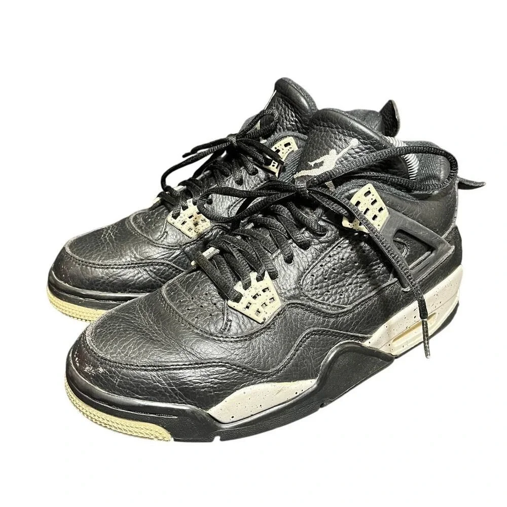 Jordan Air Jordan 4 Retro Mens 7.5 Black Oreo Tech Grey Leather 314254-003